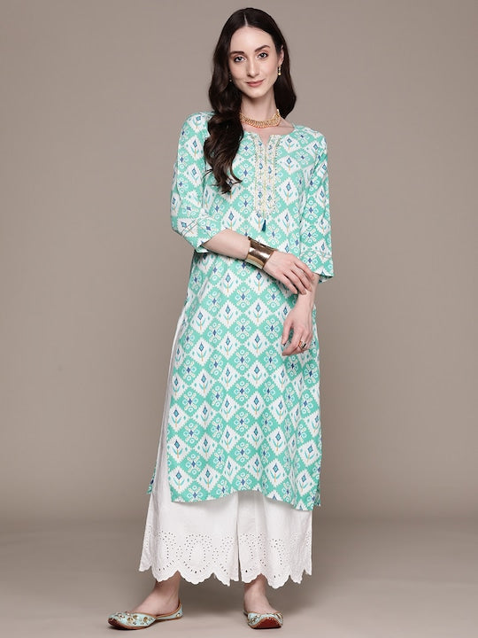 Anubhutee Women Ethnic Motifs Printed Gotta Patti Kurta
