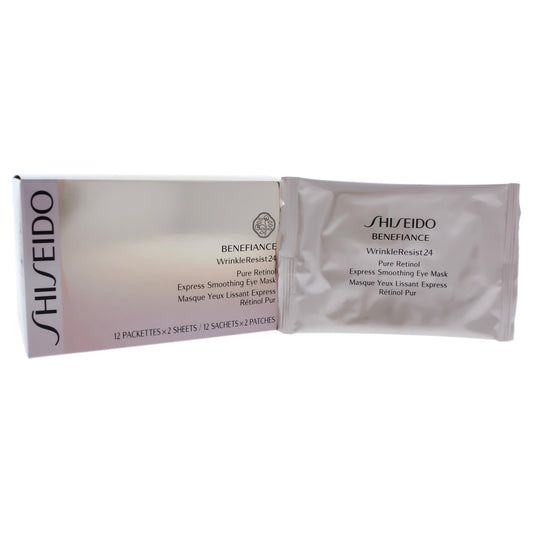 Benefiance WrinkleResist24 Pure Retinol Express Smoothing Eye Mask by Shiseido for Unisex 12 Pc Sheets Eye Mask