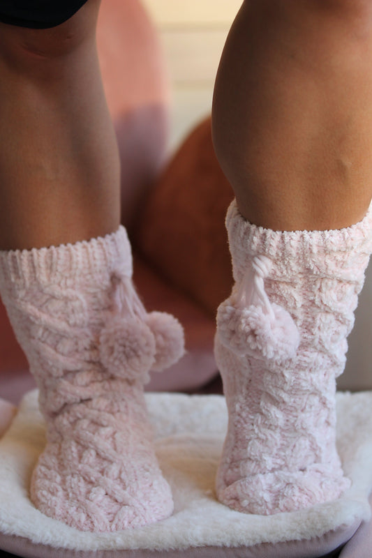 Blush Chenille Slipper Sock