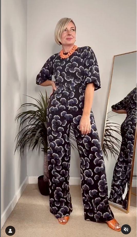 traffic people Blue Printed Jumpsuit UK S