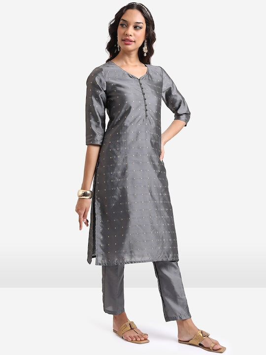 Vishudh Ethnic Motifs Woven design Regular Kurta With Trousers & Dupatta
