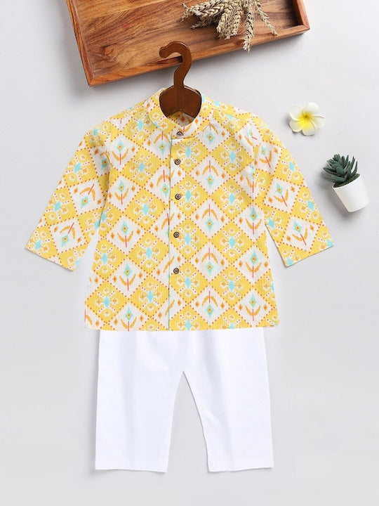 Vastramay Sishu Boys Ethnic Motifs Printed Kurta With Pyjamas