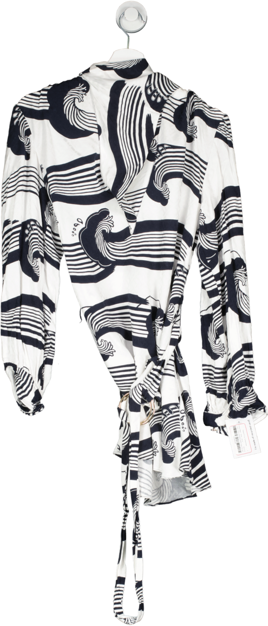 Tommy Hilfiger White Relaxed Fit Top, Tie Neck Detail UK XS