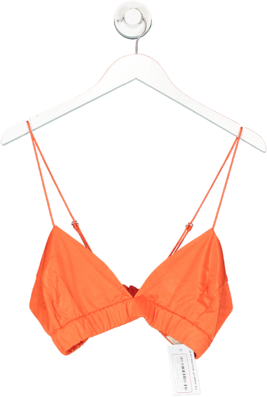 AGGI Orange Cupro And Silk Asha Satin Nasturtium Bralette Top UK M