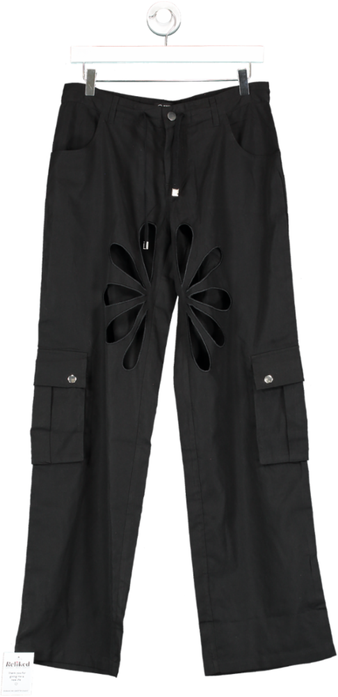 THE KRIPT Black Herika Cargo Pants UK XS